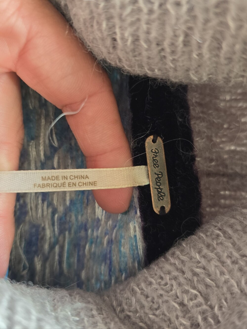 Free People This and That Stripe Multicolor Mix Print Knit Turtleneck Sweater M - Picture 6 of 10